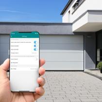 Garage door is opened with a mobile phone